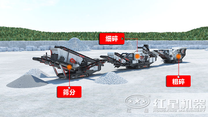 生產(chǎn)線(xiàn)履帶式移動(dòng)破碎站的分工 生產(chǎn)線(xiàn)履帶式移動(dòng)破碎站的分工